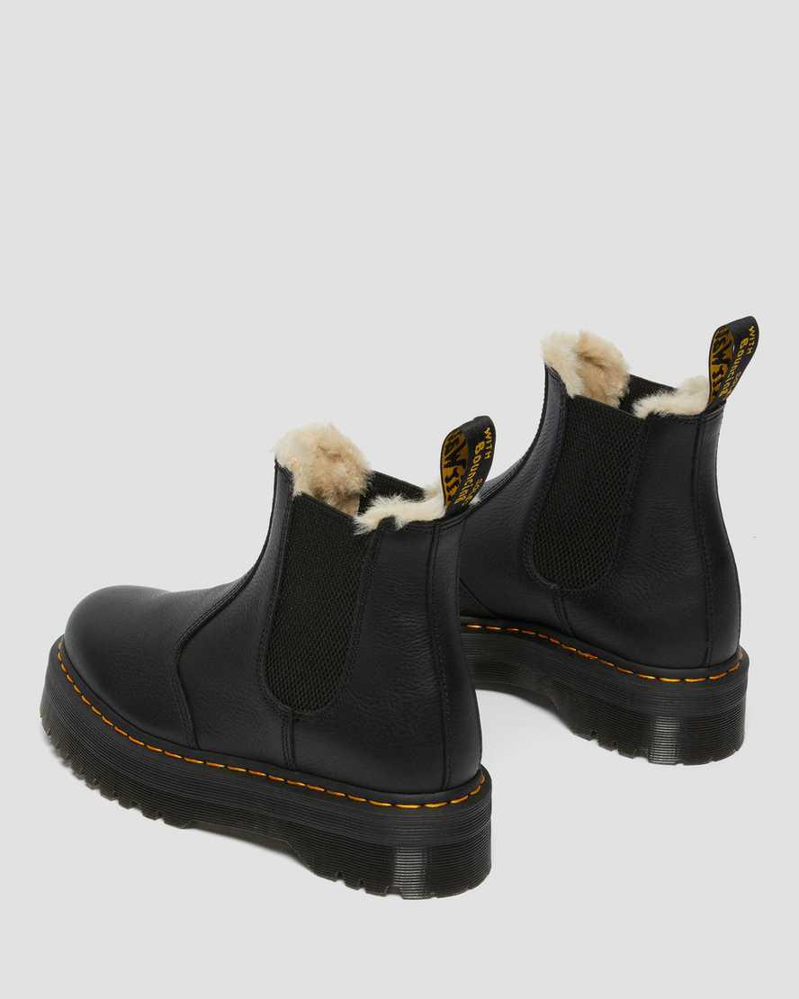 Dr Martens 2976 Faux Fur Lined Platform Chelsea Stiefeletten Damen Schwarz | 817592-JCX