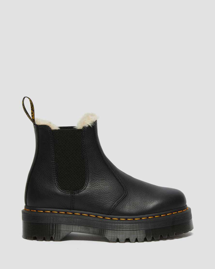 Dr Martens 2976 Faux Fur Lined Platform Chelsea Stiefeletten Damen Schwarz | 817592-JCX