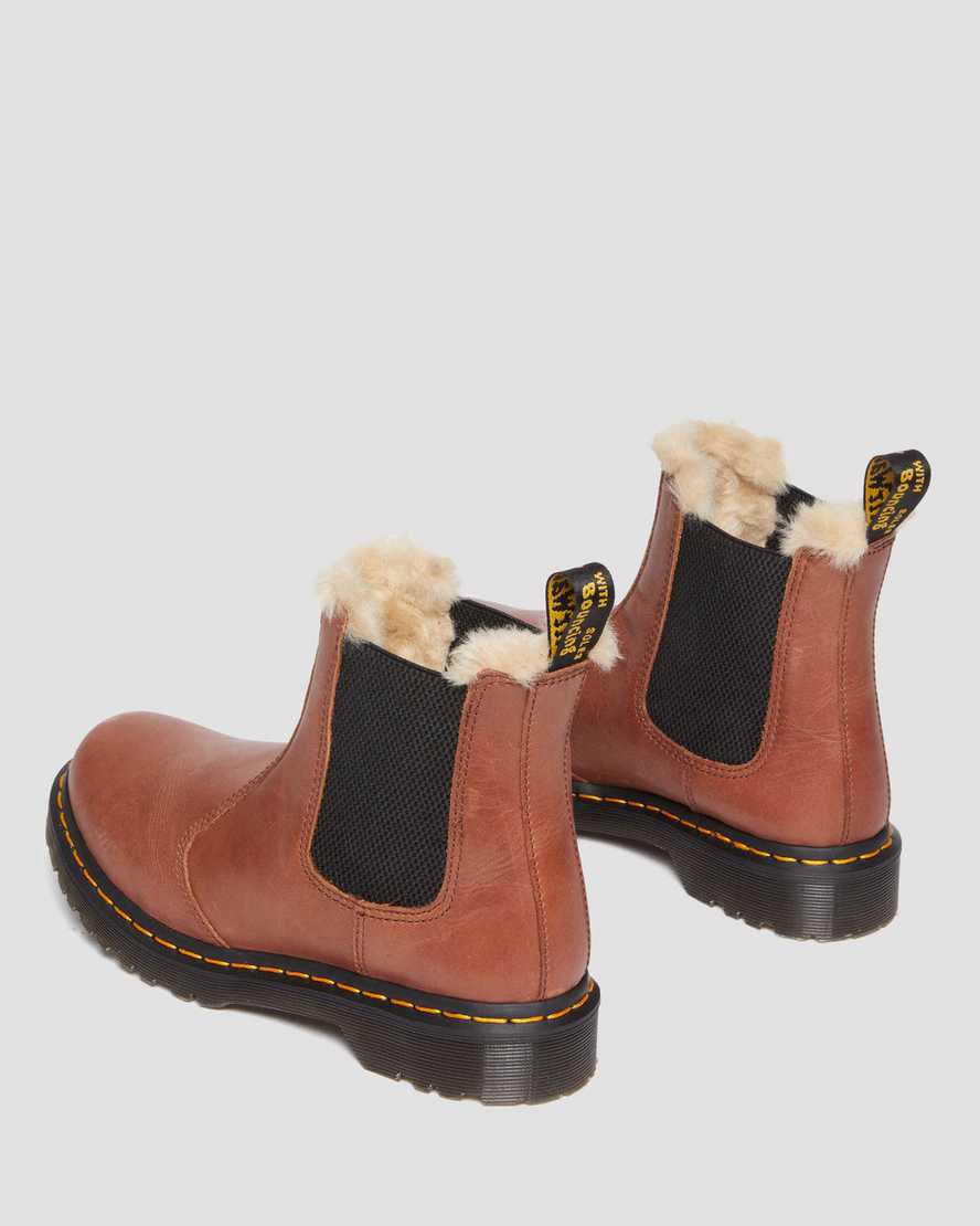 Dr Martens 2976 Leonore Faux Fur-Lined Chelsea Stiefeletten Damen Braun | 489216-TVD
