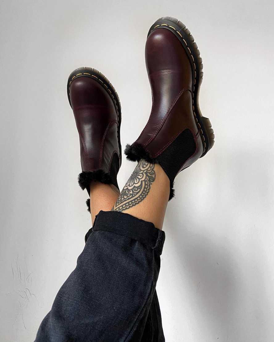 Dr Martens 2976 Leonore Faux Fur Lined Chelsea Originals Boots Damen Bordeaux | 842159-PDC