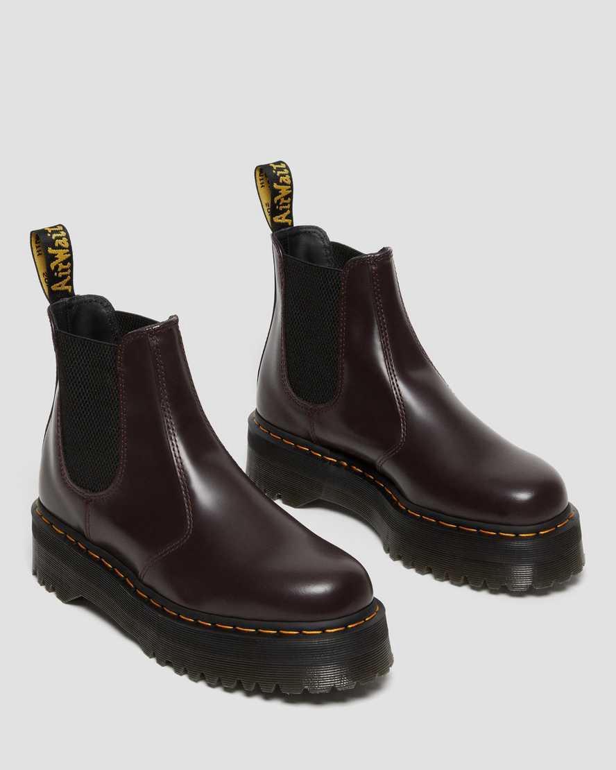 Dr Martens 2976 Smooth Leather Platform Chelsea Stiefel Damen Bordeaux | 783952-XRW