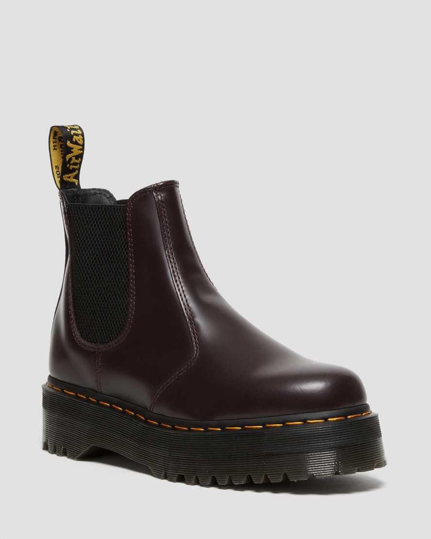 Dr Martens 2976 Smooth Leather Platform Chelsea Stiefel Damen Bordeaux | 783952-XRW