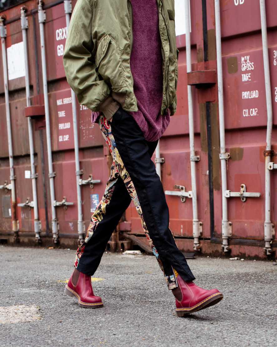 Dr Martens 2976 Vintage Made In England Chelsea Stiefel Damen Rot | 123468-UMF