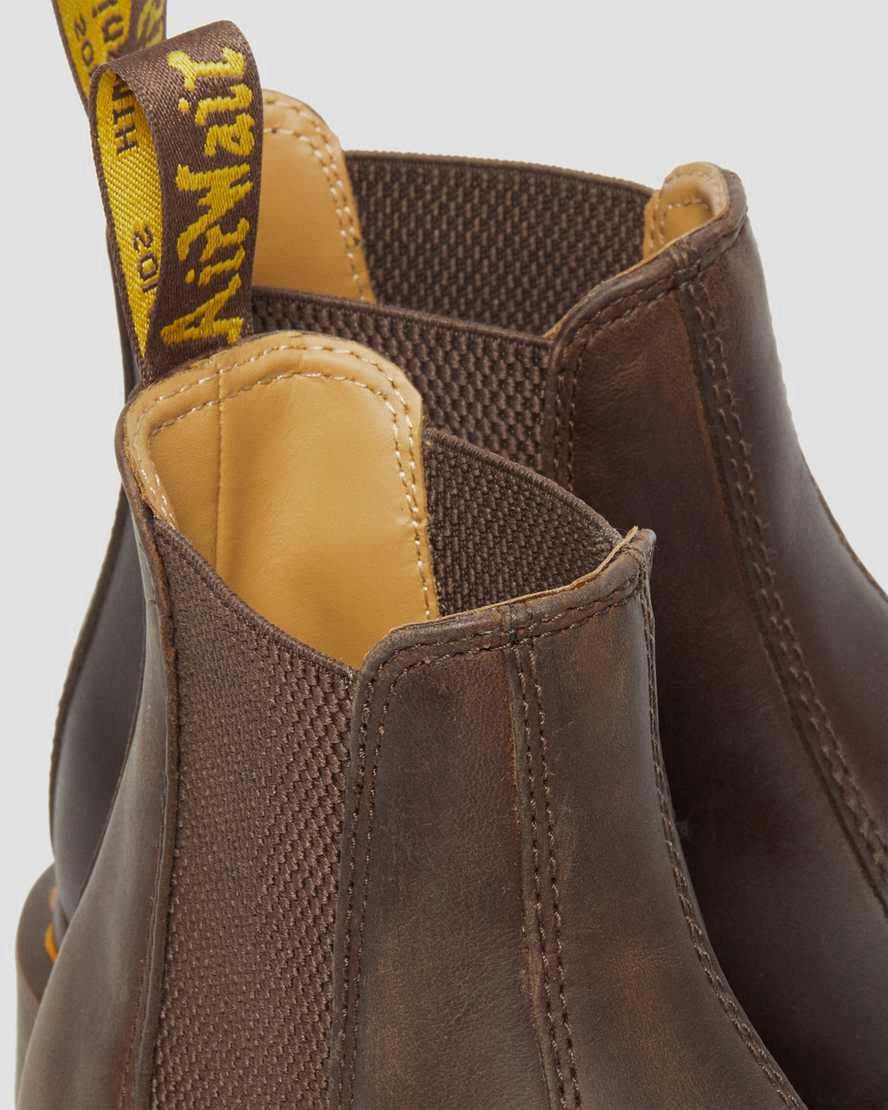 Dr Martens 2976 Yellow Stitch Crazy Horse Leather Chelsea Stiefeletten Herren Dunkelbraun | 038964-MNL