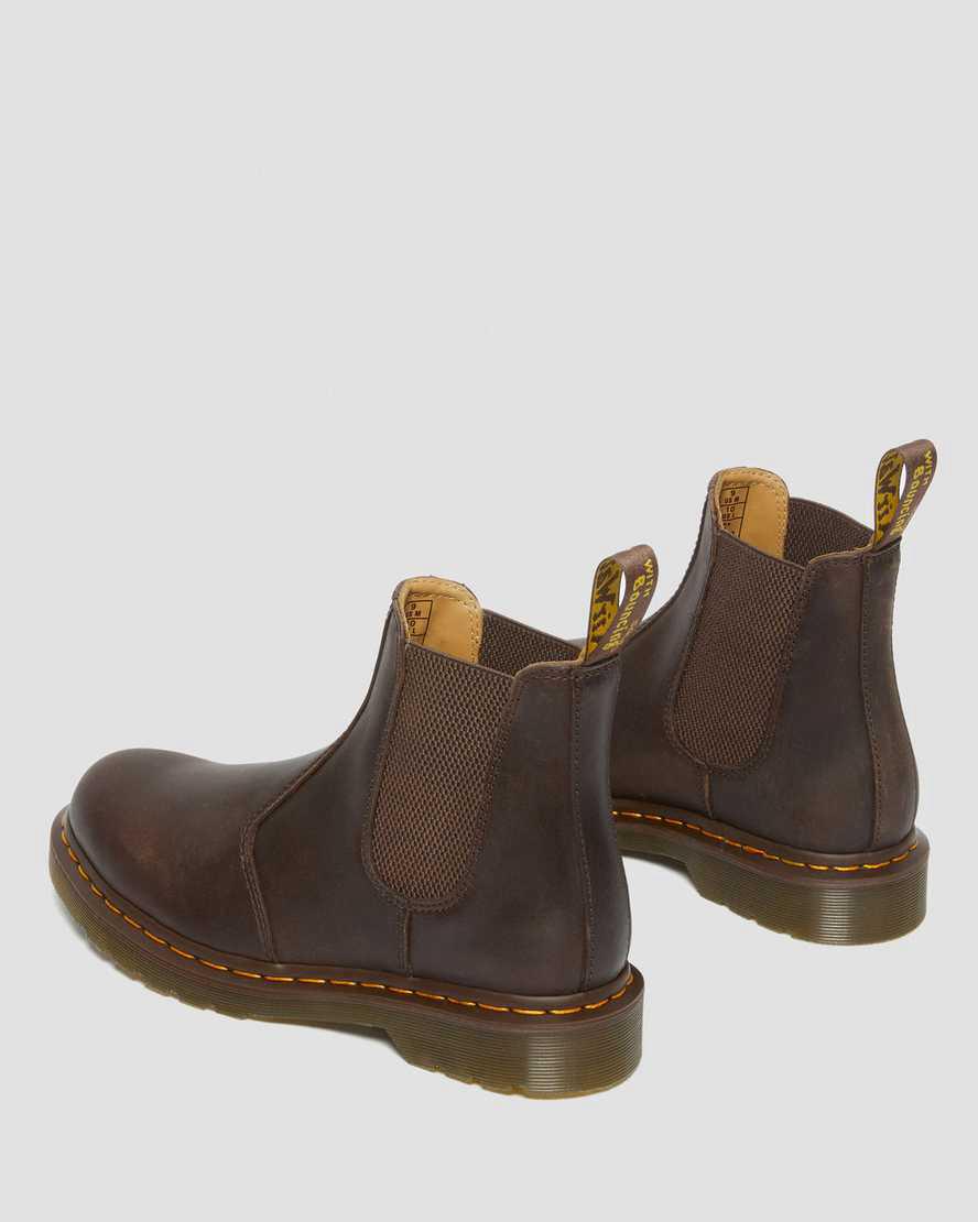 Dr Martens 2976 Yellow Stitch Crazy Horse Leather Chelsea Stiefeletten Damen Dunkelbraun | 512480-WRZ