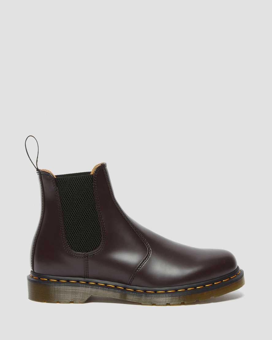 Dr Martens 2976 Yellow Stitch Smooth Leather Chelsea Stiefeletten Herren Bordeaux | 415830-YJD
