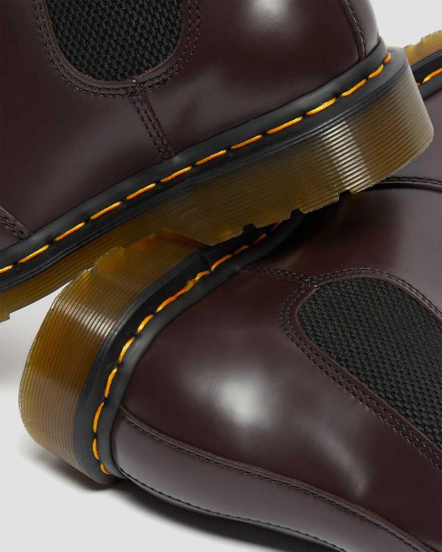 Dr Martens 2976 Yellow Stitch Smooth Leather Chelsea Stiefeletten Herren Bordeaux | 415830-YJD