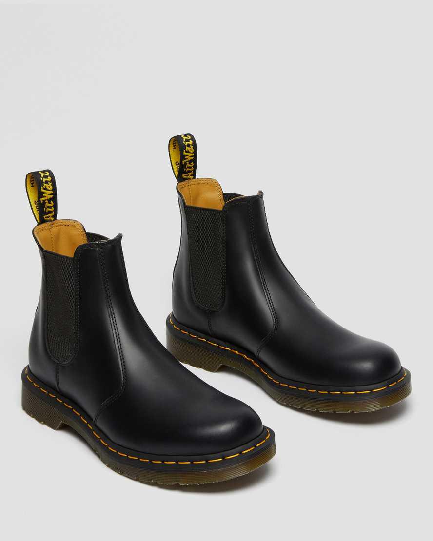 Dr Martens 2976 Yellow Stitch Smooth Leather Chelsea Originals Boots Damen Schwarz | 869051-LMW