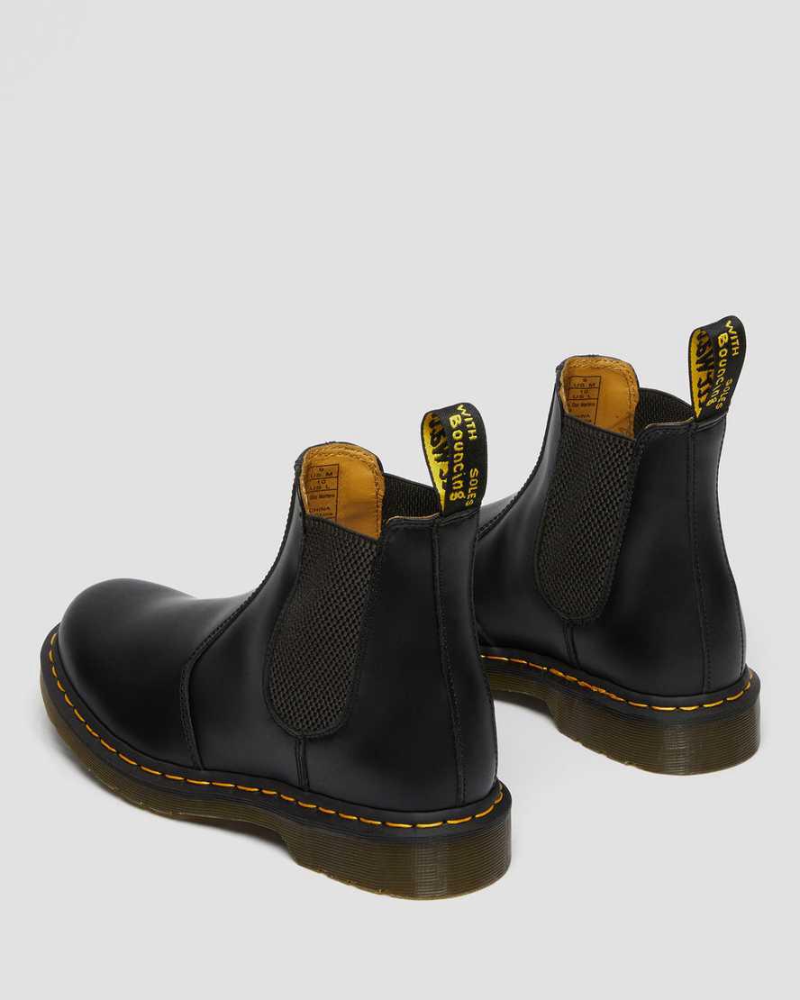 Dr Martens 2976 Yellow Stitch Smooth Leather Chelsea Originals Boots Damen Schwarz | 869051-LMW