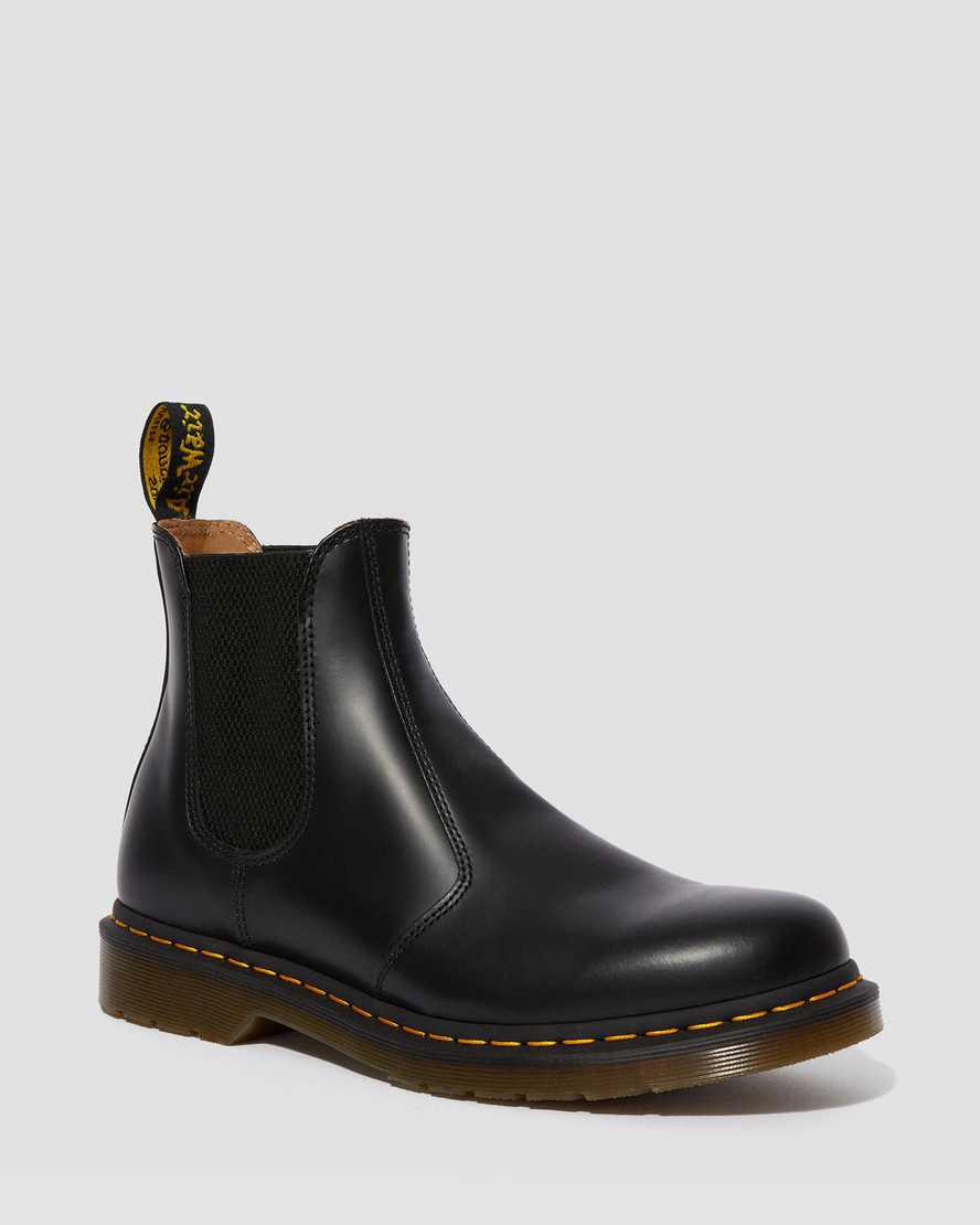 Dr Martens 2976 Yellow Stitch Smooth Leather Chelsea Originals Boots Damen Schwarz | 869051-LMW