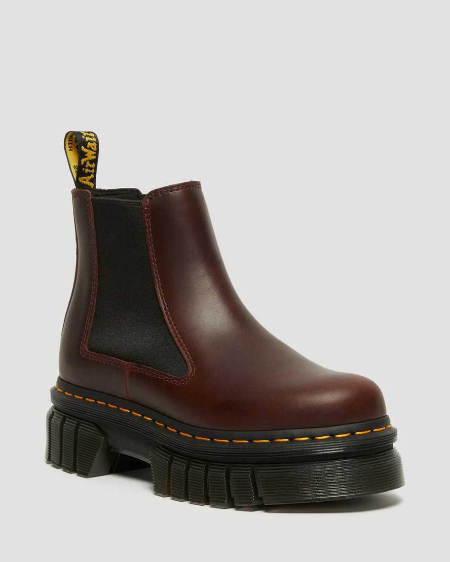 Dr Martens Audrick Brando Leather Platform Chelsea Stiefel Damen Braun | 841652-UWS