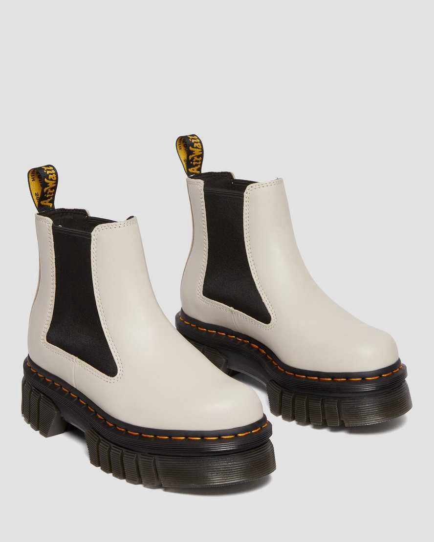 Dr Martens Audrick Nappa Leather Chelsea Plateau Stiefel Damen Grau | 182764-VOJ