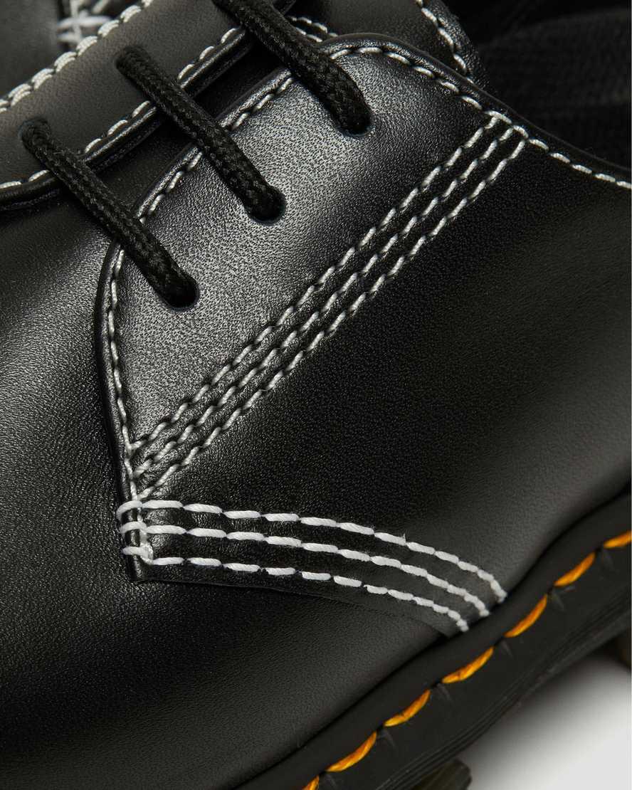 Dr Martens Audrick White Stitch Leather Platform Oxfords Schuhe Herren Schwarz | 289345-RQO