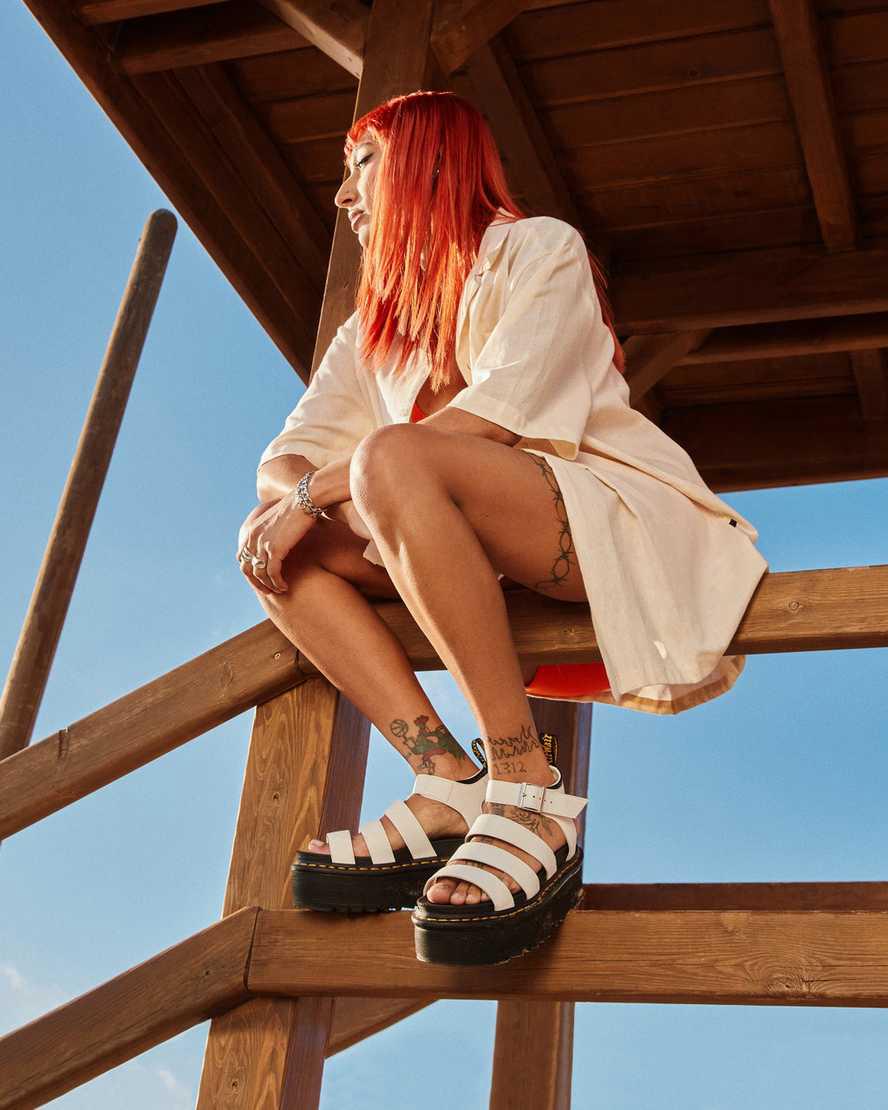 Dr Martens Blaire Hydro Leather Platform Strap Gladiator-sandalen Damen Weiß | 852940-JAF