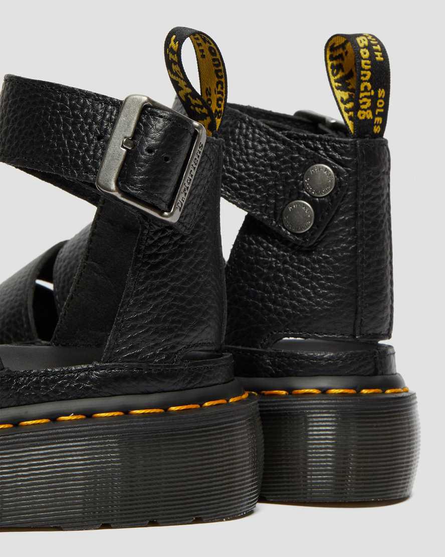 Dr Martens Clarissa II Leather Plateau Sandalen Damen Schwarz | 695821-EQZ