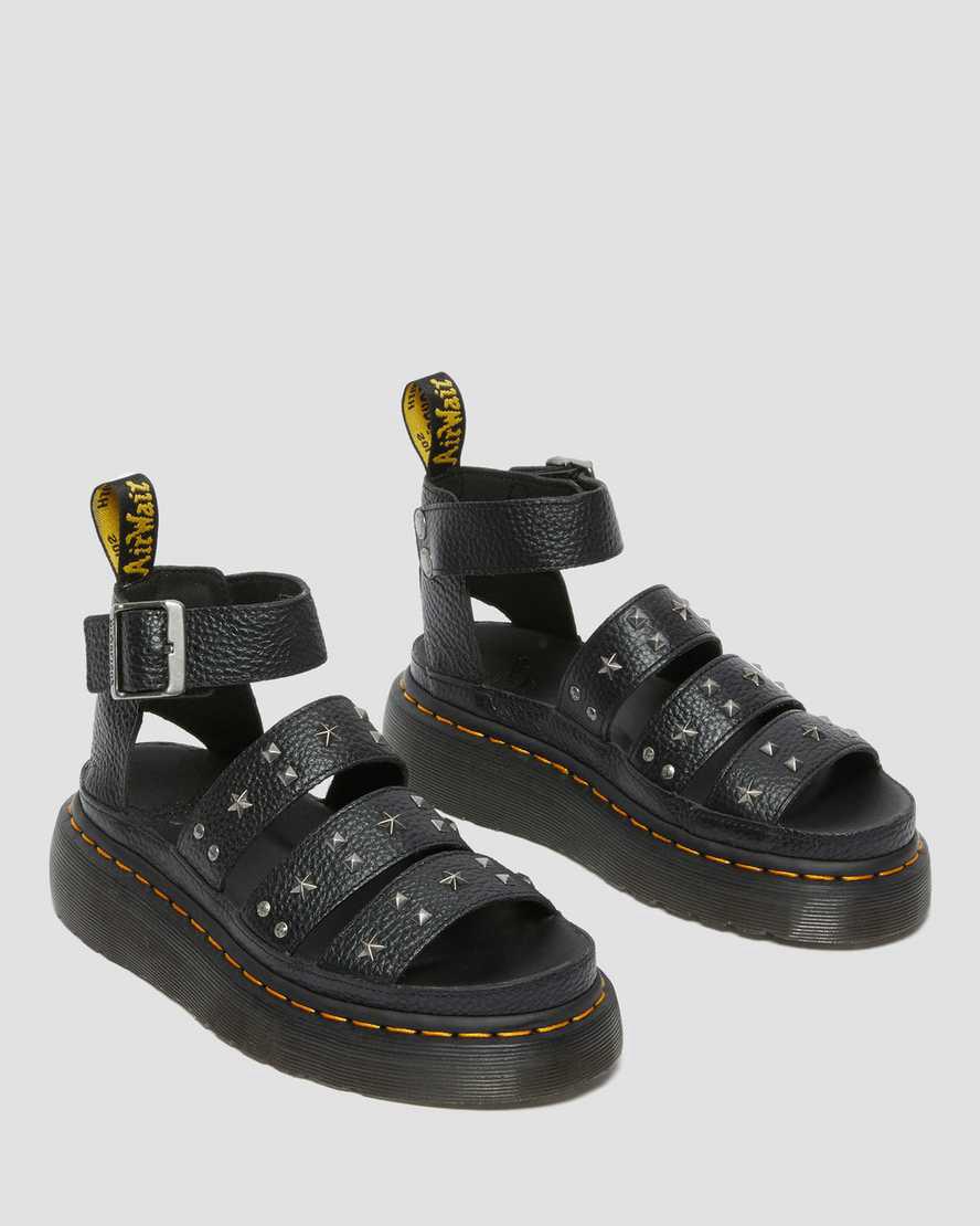 Dr Martens Clarissa Milled Nappa Platform Strap Gladiator-sandalen Damen Schwarz | 465398-DUM