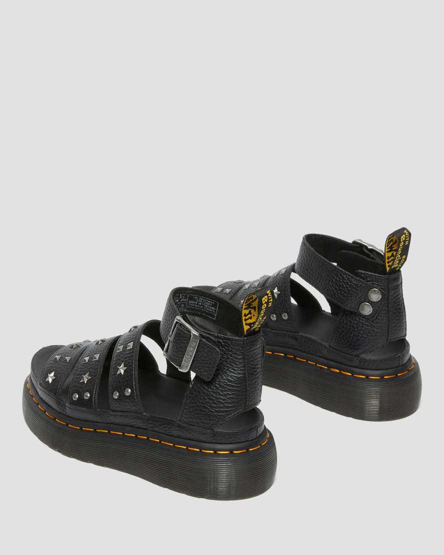 Dr Martens Clarissa Milled Nappa Platform Strap Gladiator-sandalen Damen Schwarz | 465398-DUM