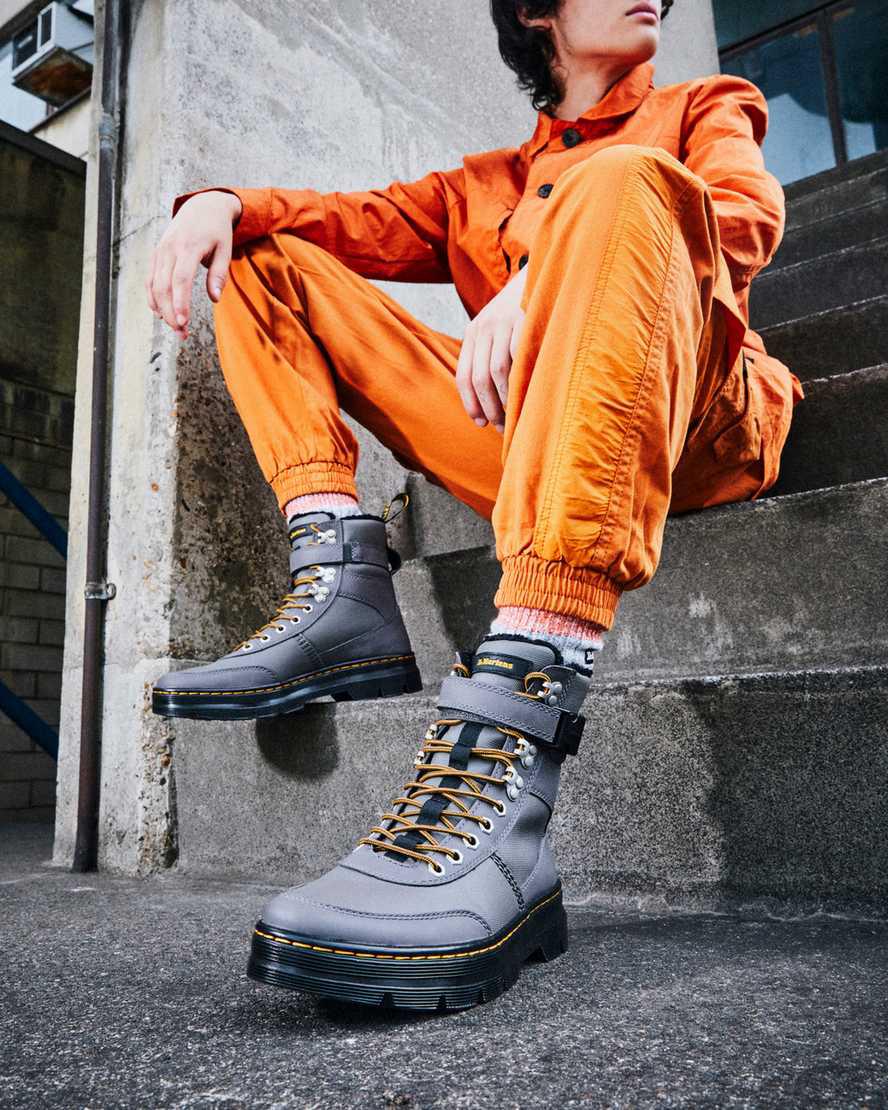 Dr Martens Combs Tech Faux Fur-Lined Freizeitstiefel Damen Grau | 709856-IBH