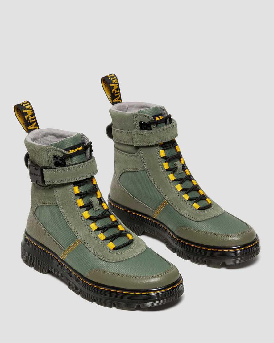 Dr Martens Combs Tech Milled Nappa & Suede Stiefeletten Herren Khaki Grün | 825379-HGC