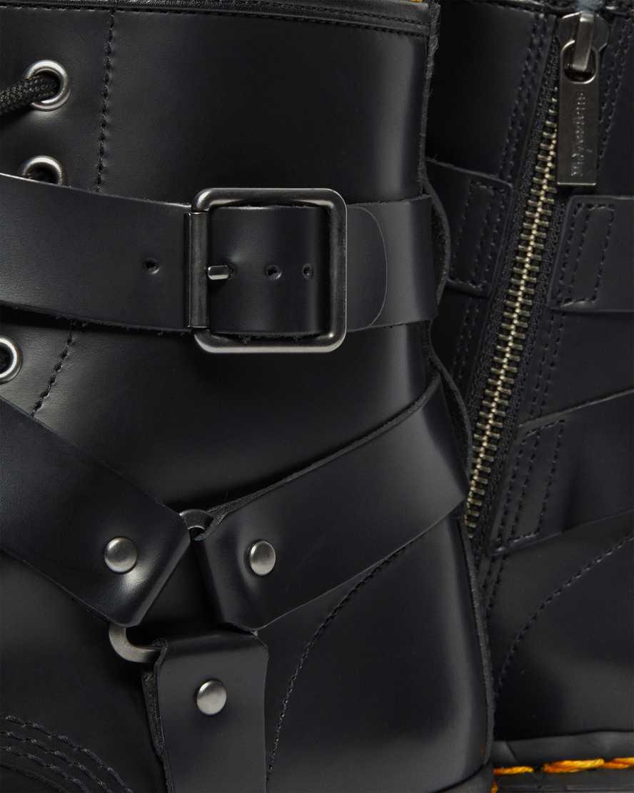 Dr Martens Cristofor Leather Harness Lace Up Stiefeletten Damen Schwarz | 918023-PUC