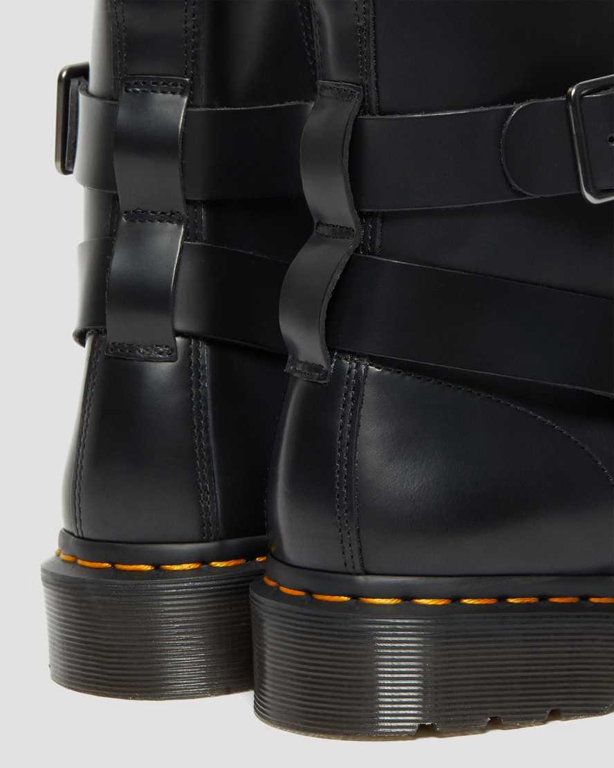 Dr Martens Cristofor Leather Harness Lace Up Stiefeletten Damen Schwarz | 918023-PUC