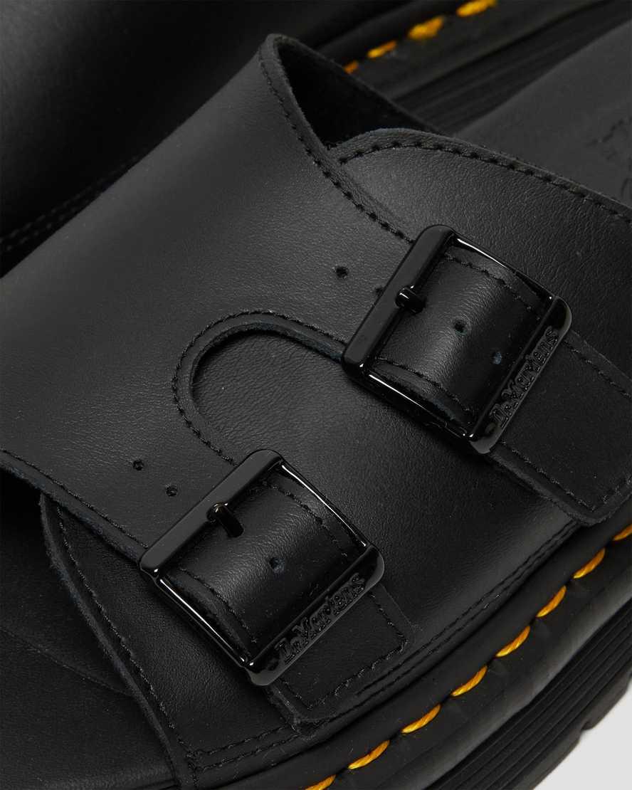 Dr Martens Dax Leather Badelatschen Damen Schwarz | 318956-MNI