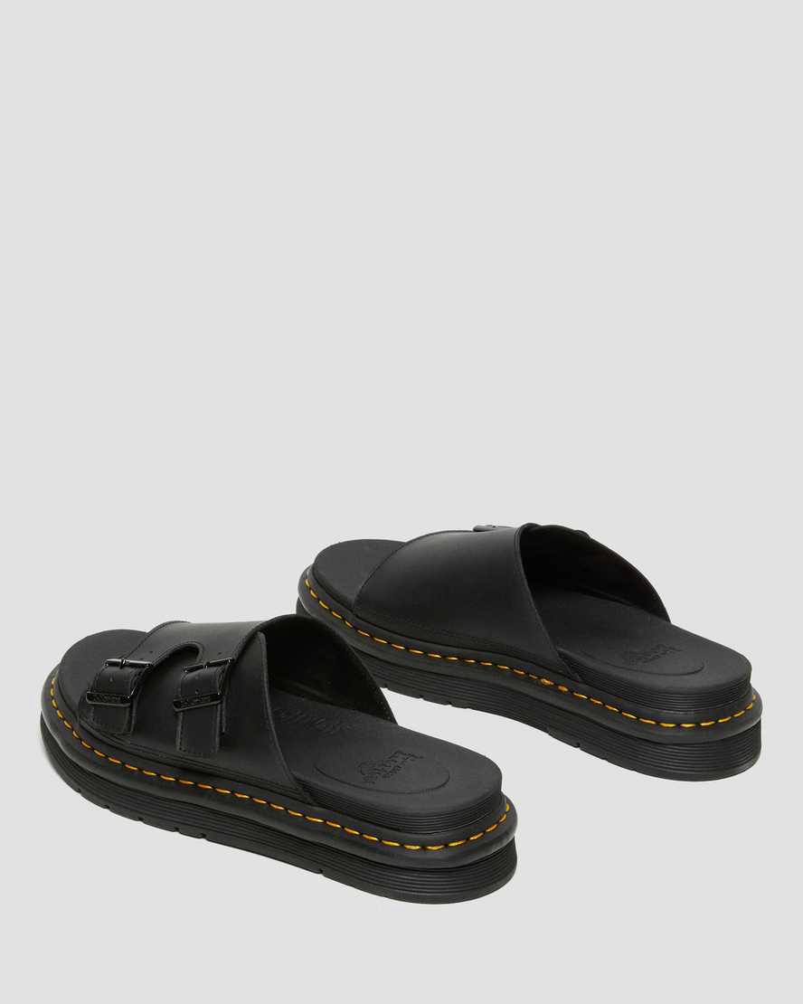 Dr Martens Dax Leather Badelatschen Damen Schwarz | 318956-MNI