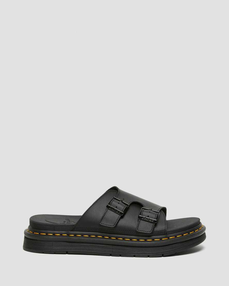 Dr Martens Dax Leather Badelatschen Damen Schwarz | 318956-MNI