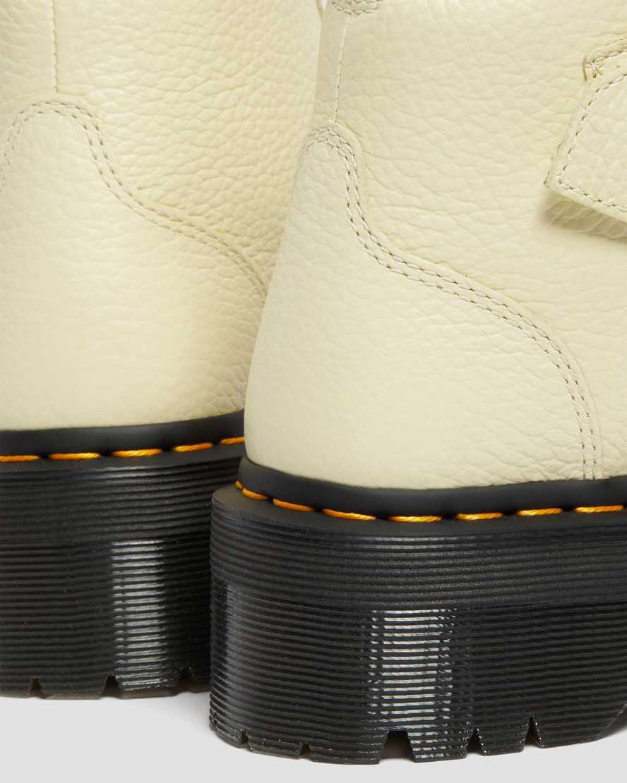 Dr Martens Devon Heart Leather Platform Stiefeletten Damen Braun Weiß | 149052-CJZ
