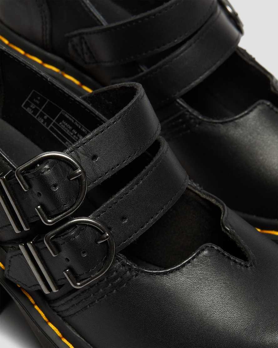 Dr Martens Eviee Sendal Leather Heeled Plateauschuhe Damen Schwarz | 837502-OBW