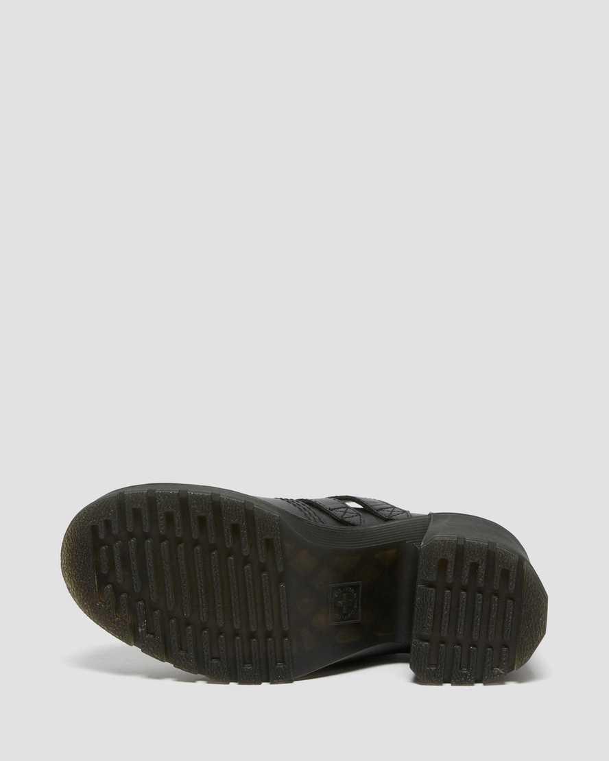 Dr Martens Eviee Sendal Leather Heeled Plateauschuhe Damen Schwarz | 837502-OBW