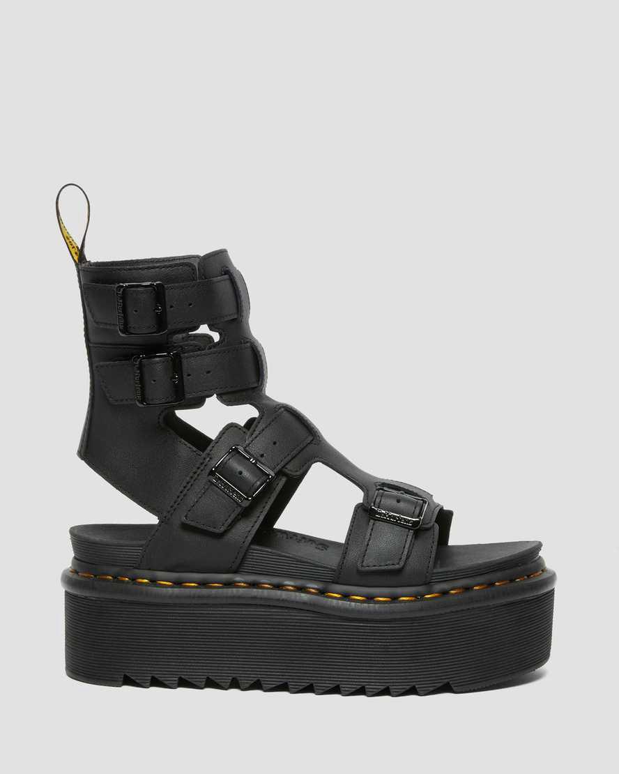 Dr Martens Giavanna Leather Gladiator Plateau Sandalen Damen Schwarz | 026453-LWQ