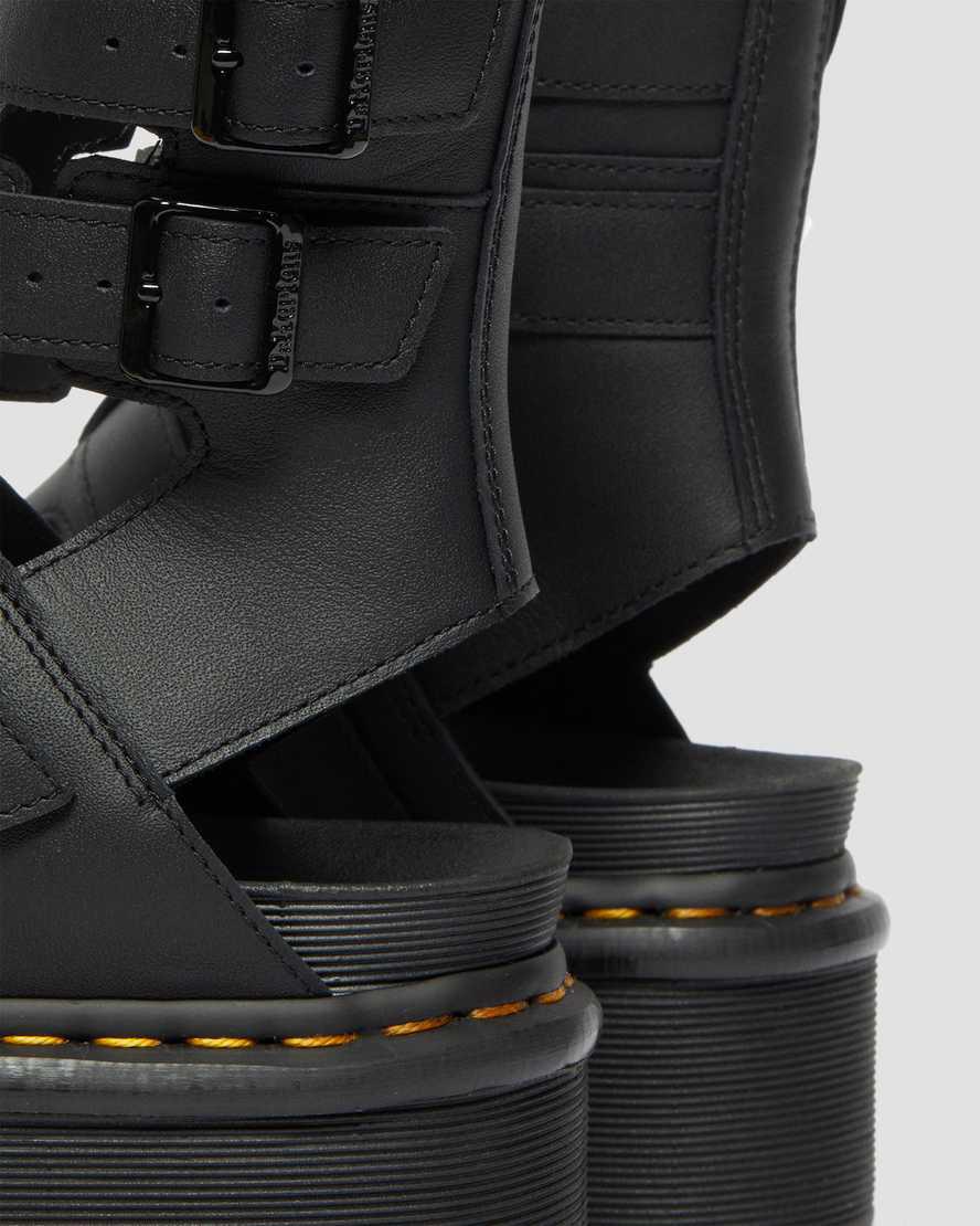 Dr Martens Giavanna Leather Gladiator Plateau Sandalen Damen Schwarz | 026453-LWQ