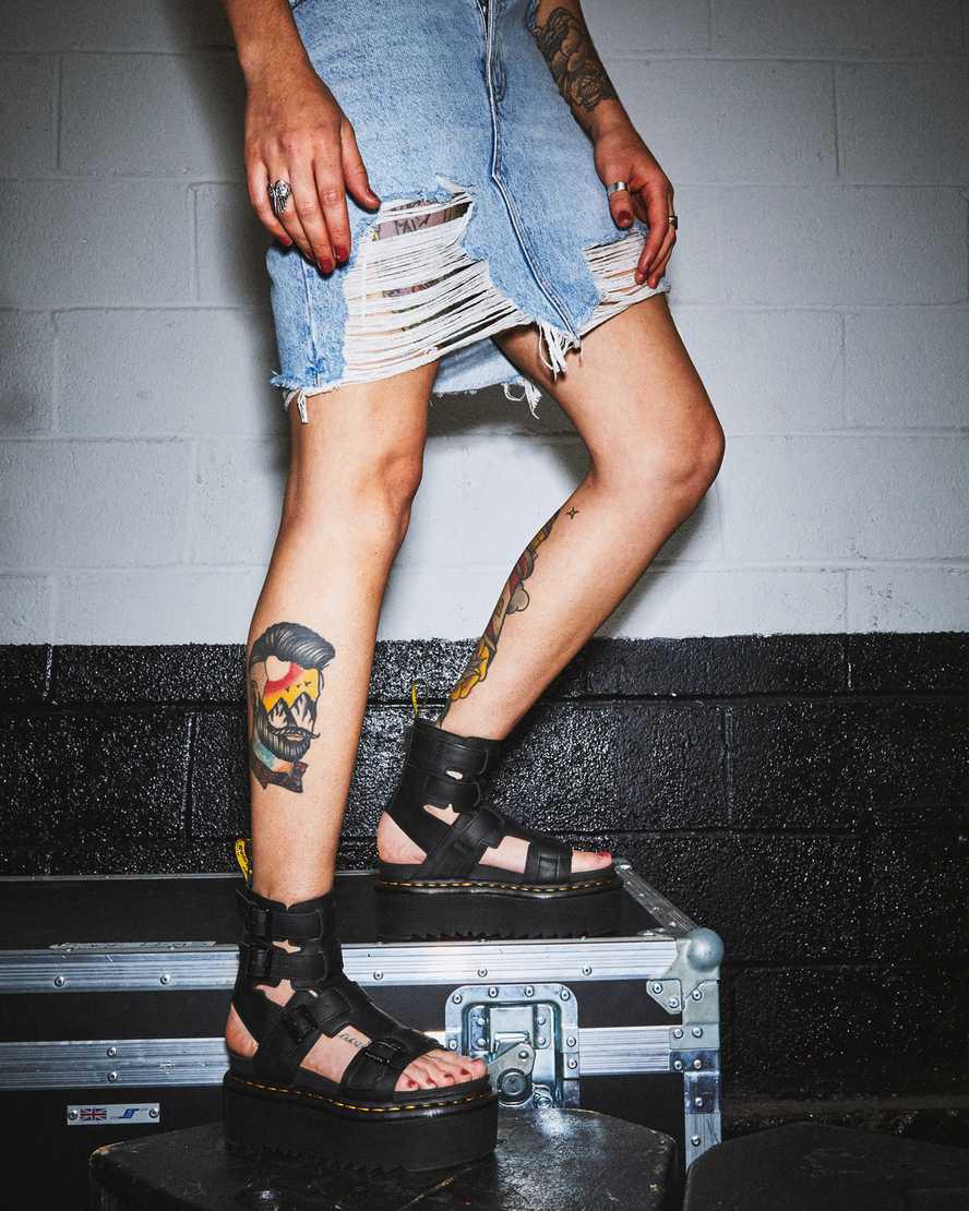 Dr Martens Giavanna Leather Platform Gladiator-sandalen Damen Schwarz | 261037-EGW