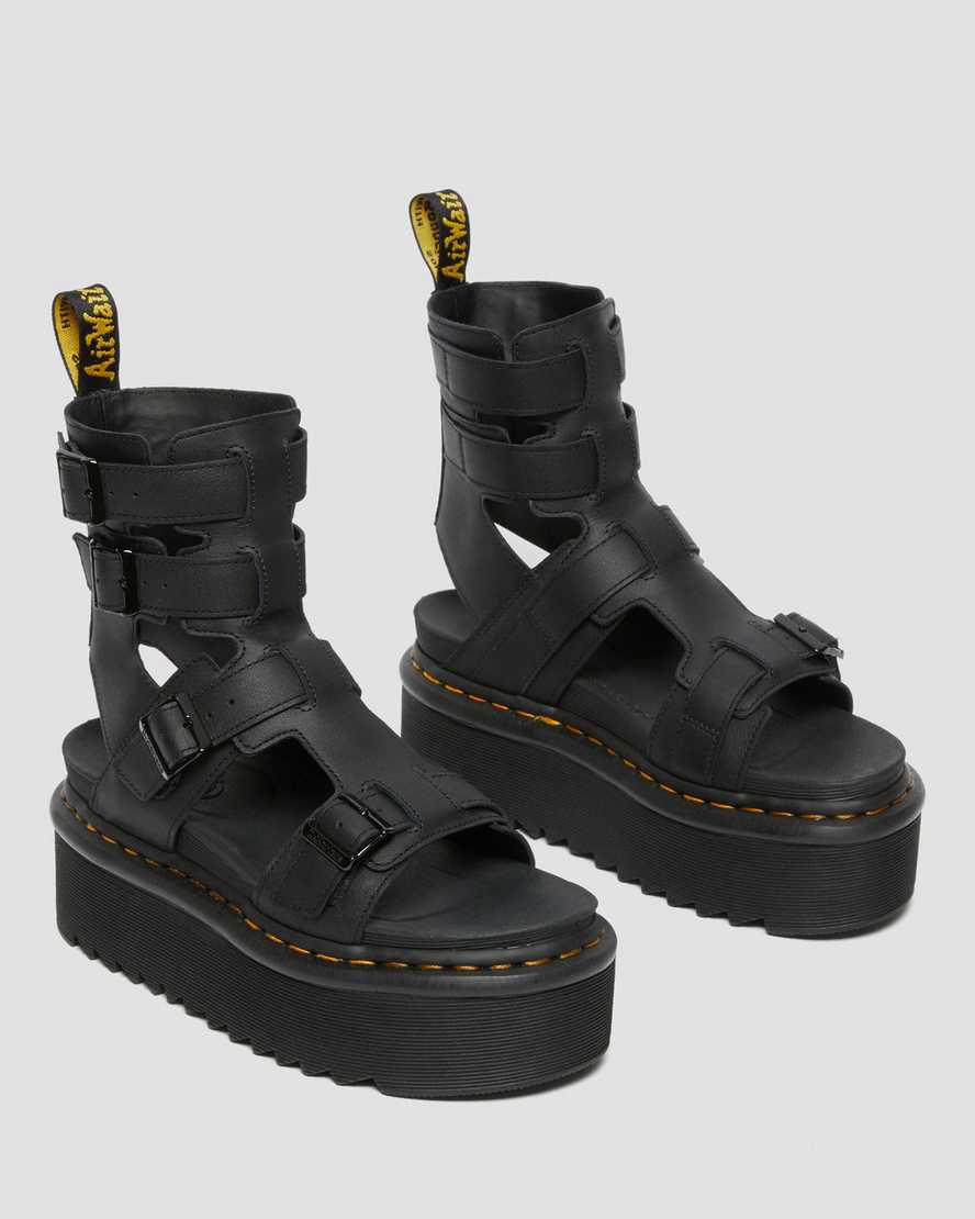 Dr Martens Giavanna Leather Platform Gladiator-sandalen Damen Schwarz | 261037-EGW