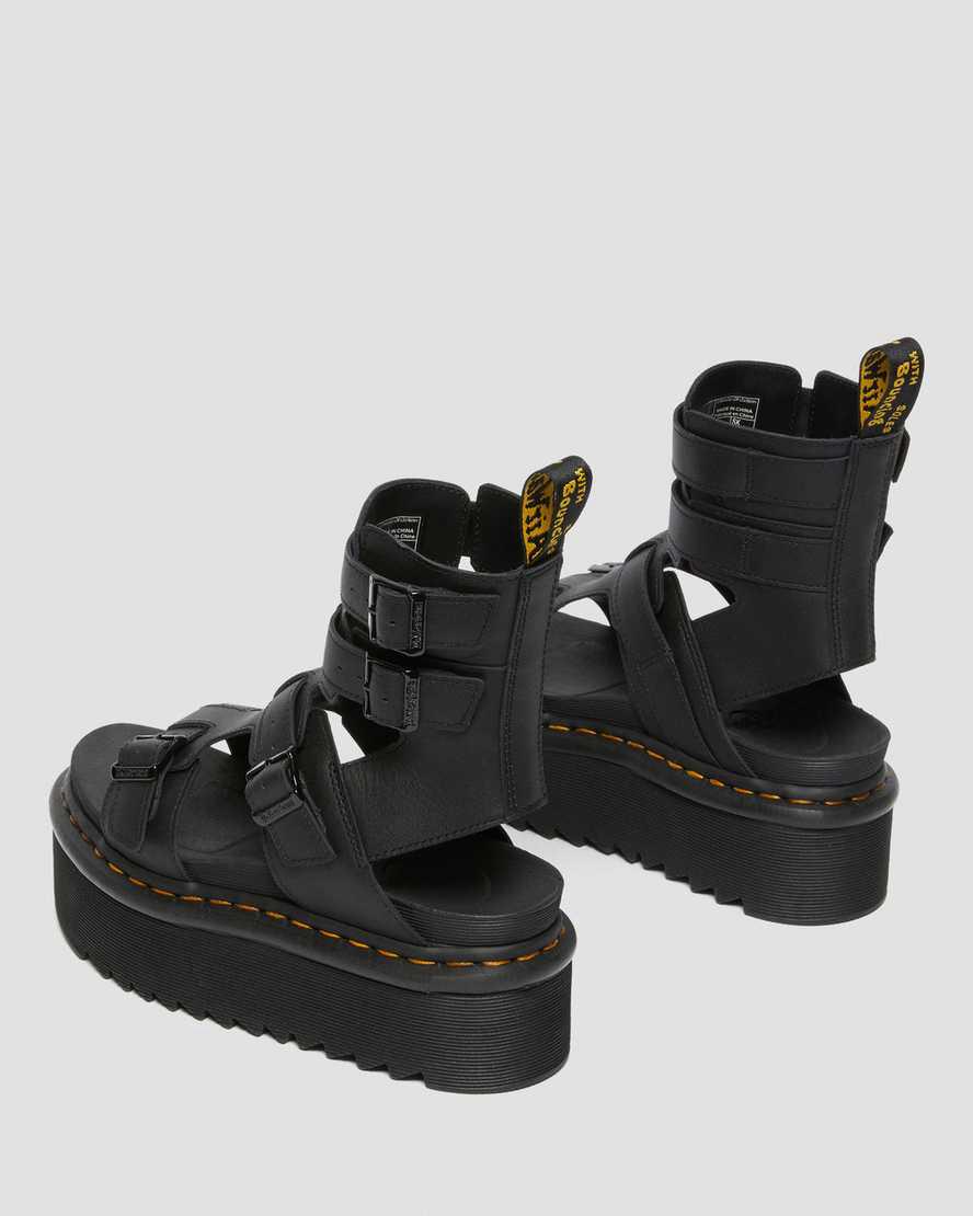 Dr Martens Giavanna Leather Platform Gladiator-sandalen Damen Schwarz | 261037-EGW