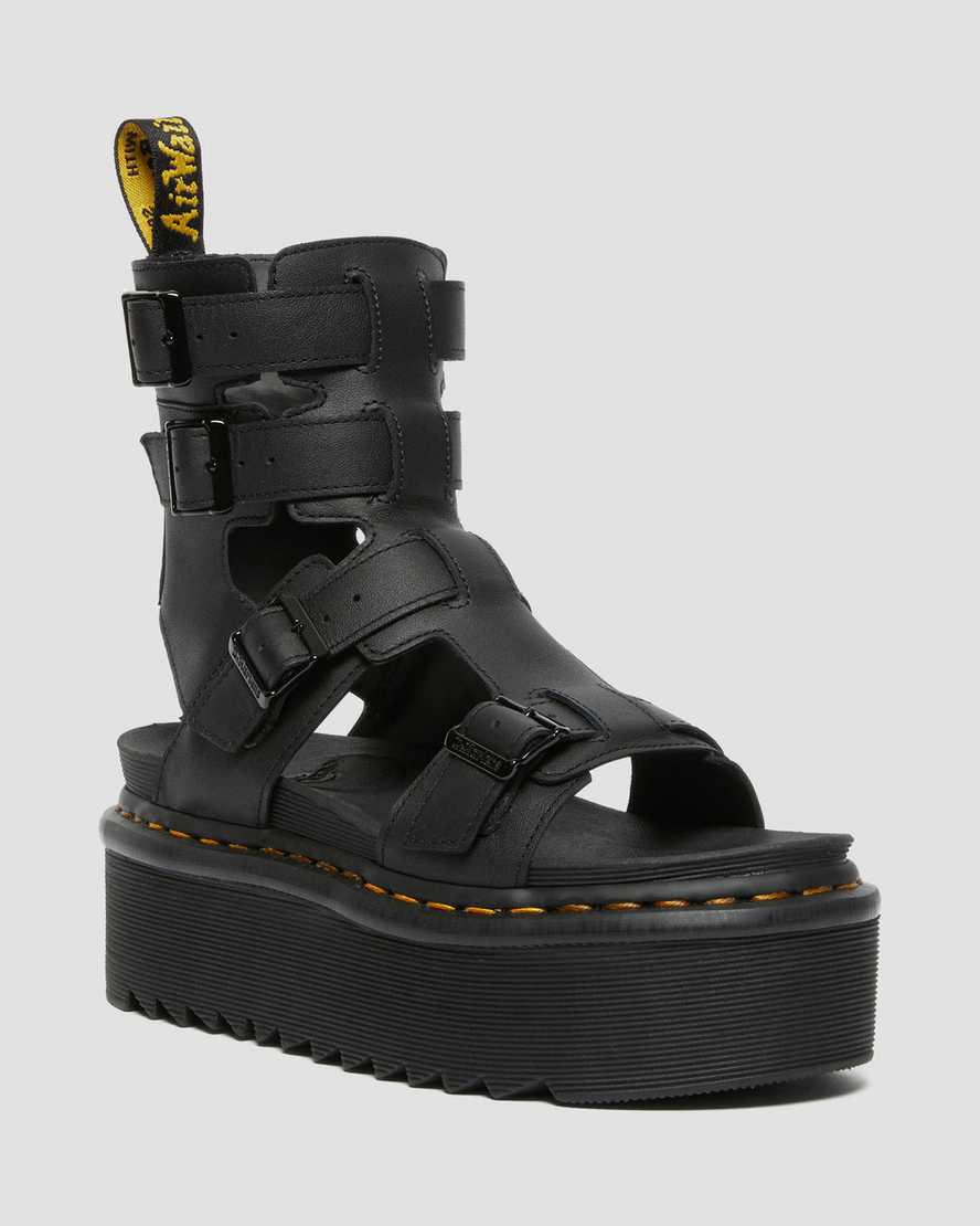 Dr Martens Giavanna Leather Platform Gladiator-sandalen Damen Schwarz | 261037-EGW