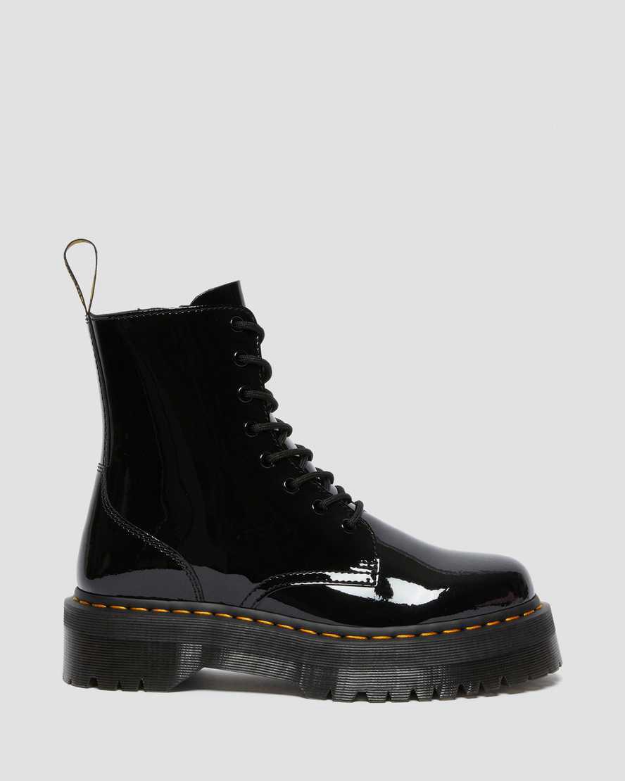Dr Martens Jadon Boot Patent Leather Platforms Stiefeletten Damen Schwarz | 210765-FJW