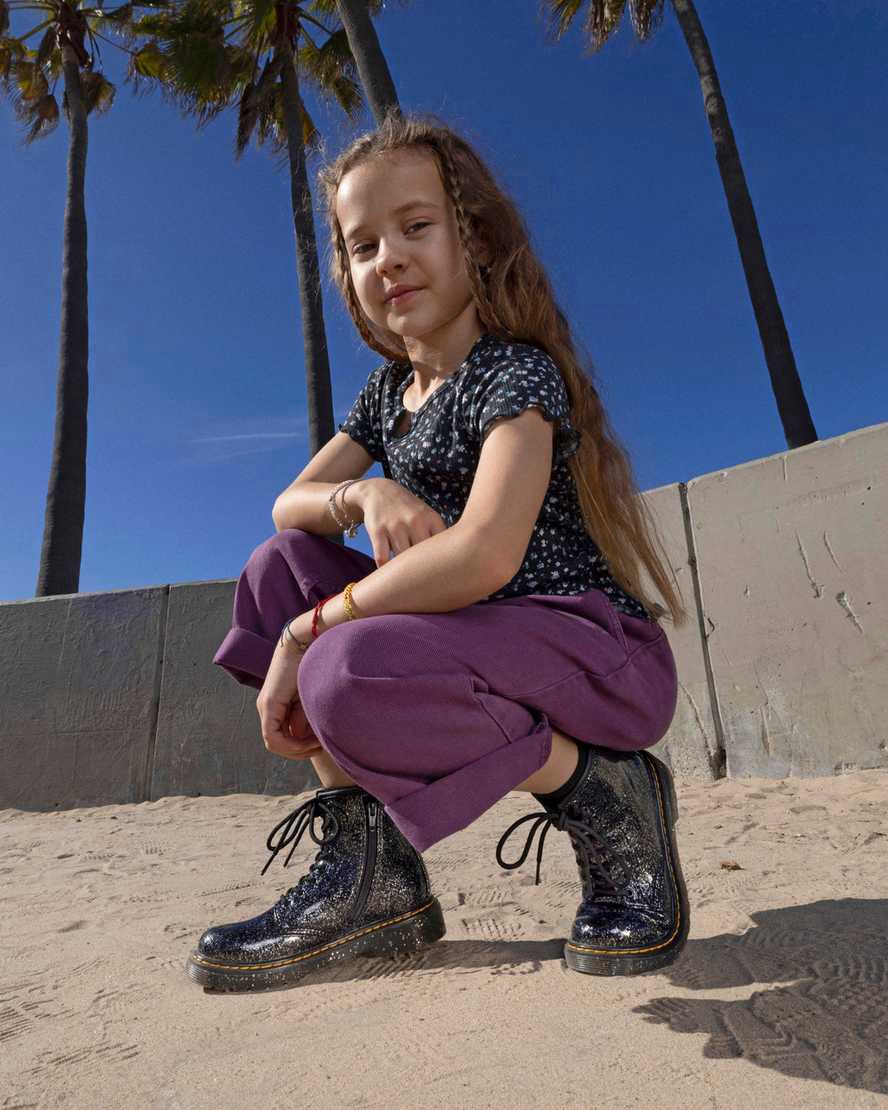 Dr Martens Junior 1460 Glitter Schnürstiefel Kinder Schwarz | 248307-BZC