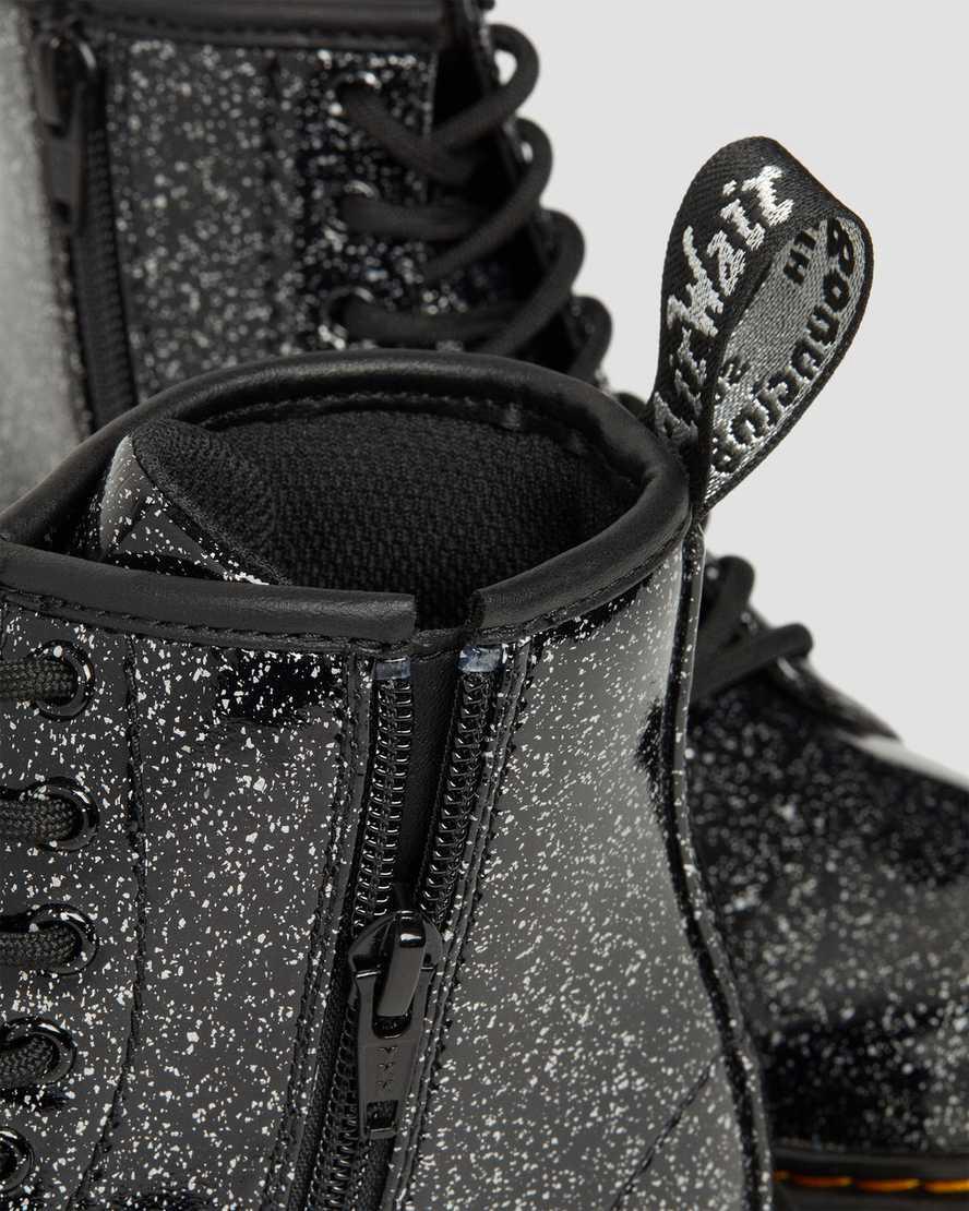 Dr Martens Junior 1460 Glitter Schnürstiefel Kinder Schwarz | 248307-BZC