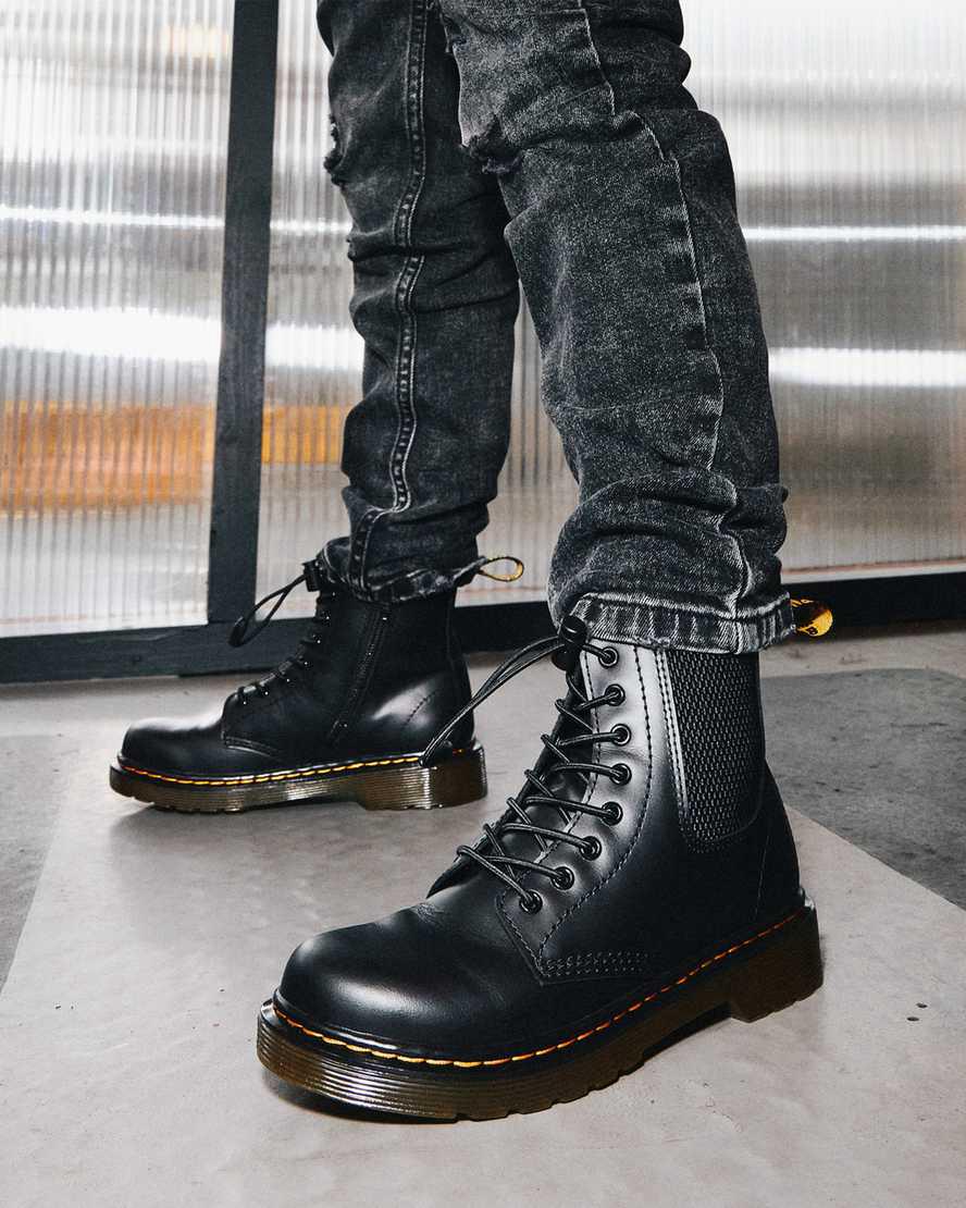 Dr Martens Junior 1460 Harper Leather Stiefel Kinder Schwarz | 246109-QCN