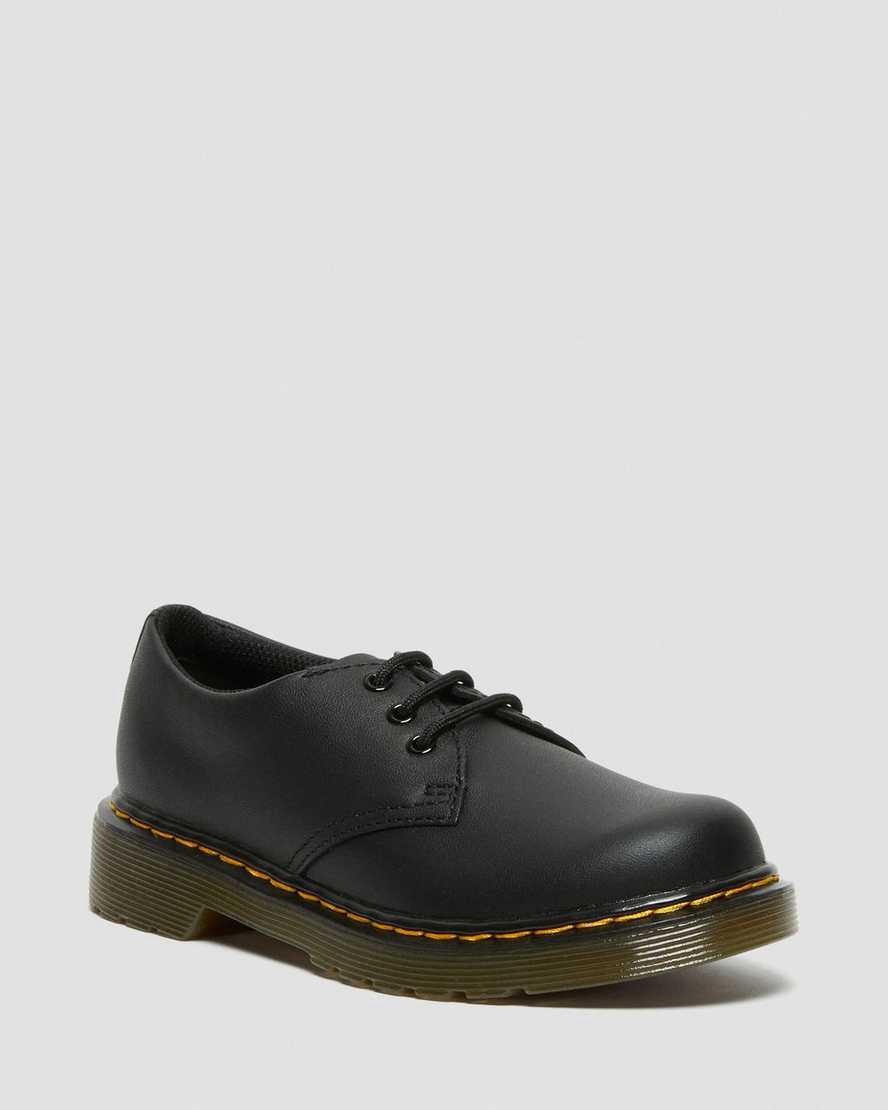 Dr Martens Junior 1461 Softy T Leather Schuhe Kinder Schwarz | 457612-HDF