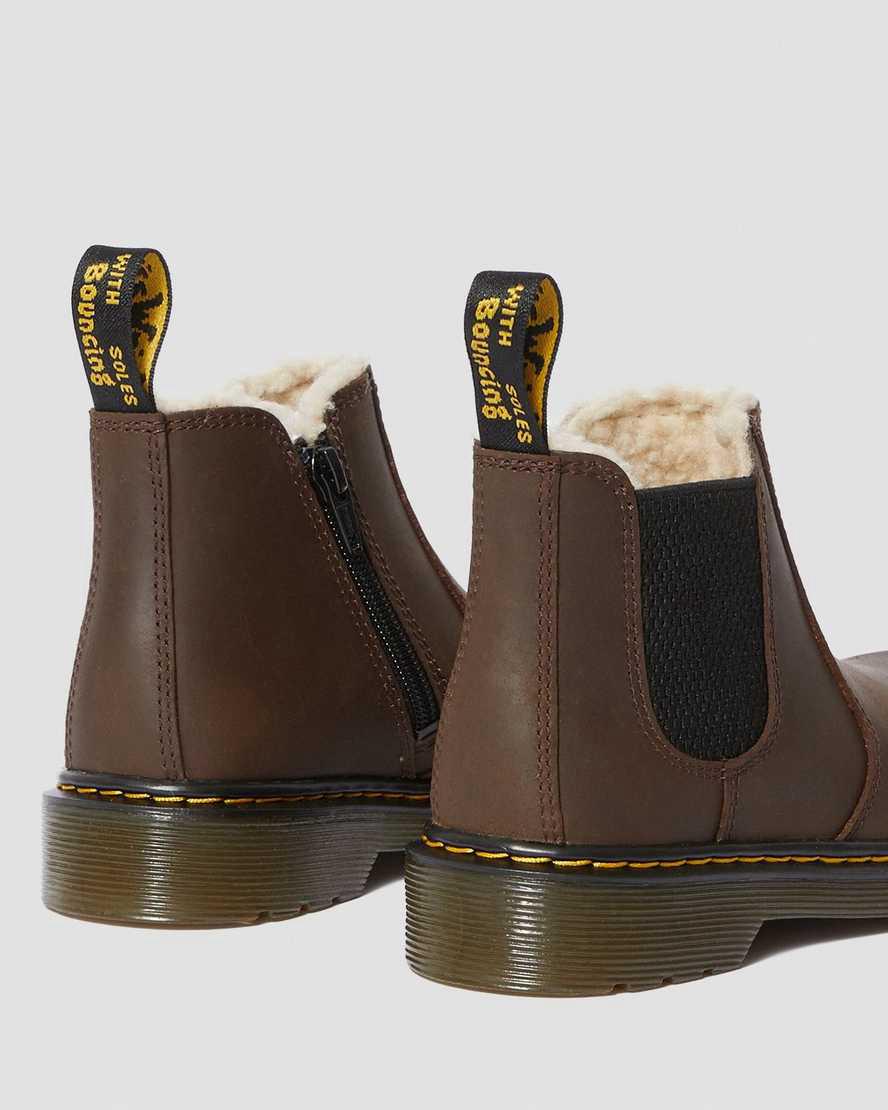 Dr Martens Junior 2976 Faux Fur Lined Chelsea Stiefel Kinder Dunkelbraun | 768205-KQU