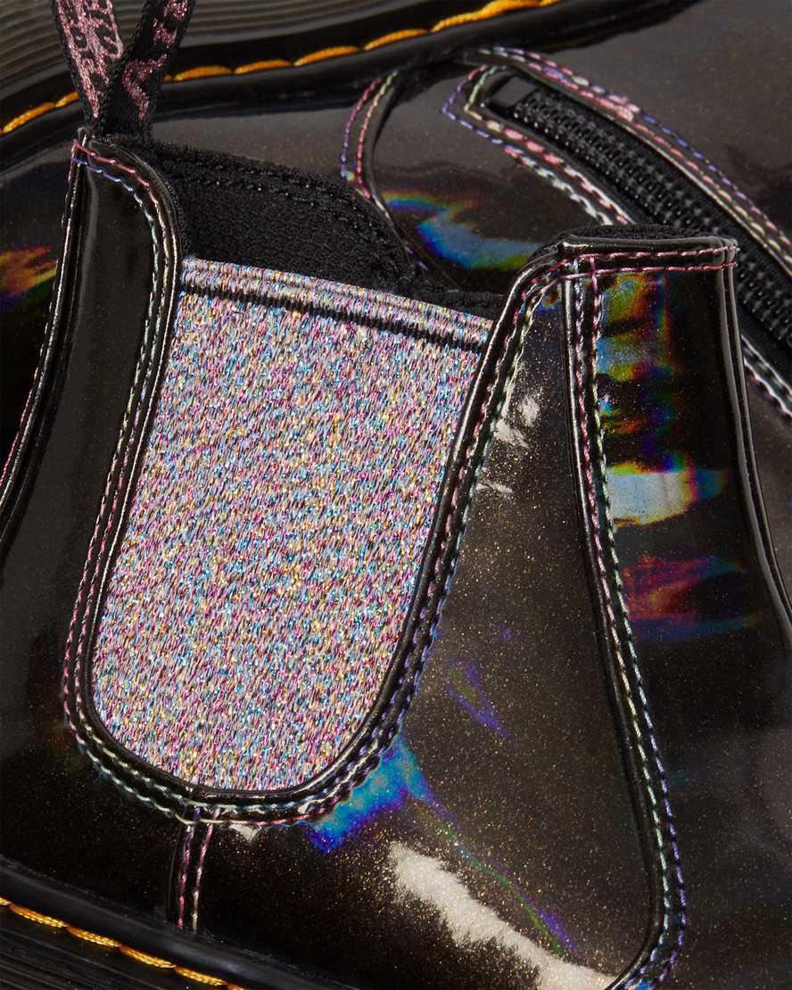 Dr Martens Junior 2976 Sparkle Rays Chelsea Stiefel Kinder Schwarz | 843150-ASD