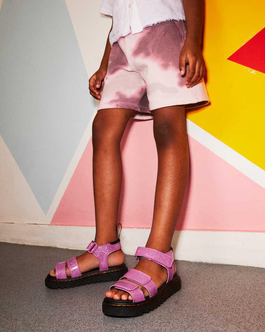 Dr Martens Junior Klaire Glitter Sandalen Kinder Rosa | 902865-YBW