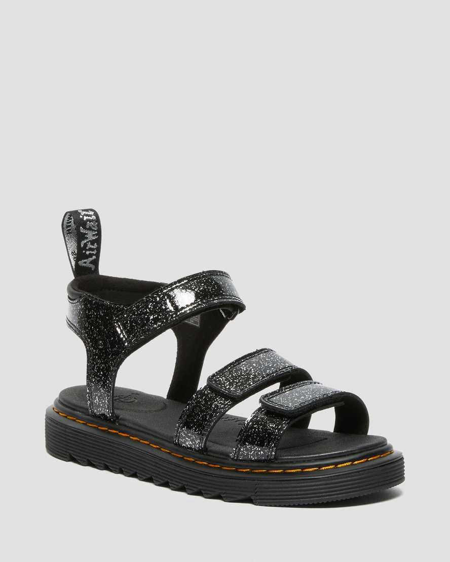 Dr Martens Junior Klaire Glitter Sandalen Kinder Schwarz | 984317-QPH