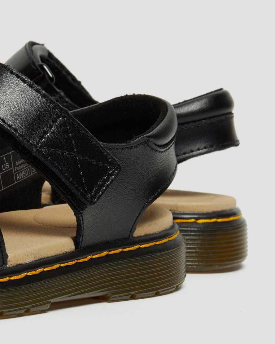 Dr Martens Junior Moby II Leather Velcro Sandalen Kinder Schwarz | 982174-WNR