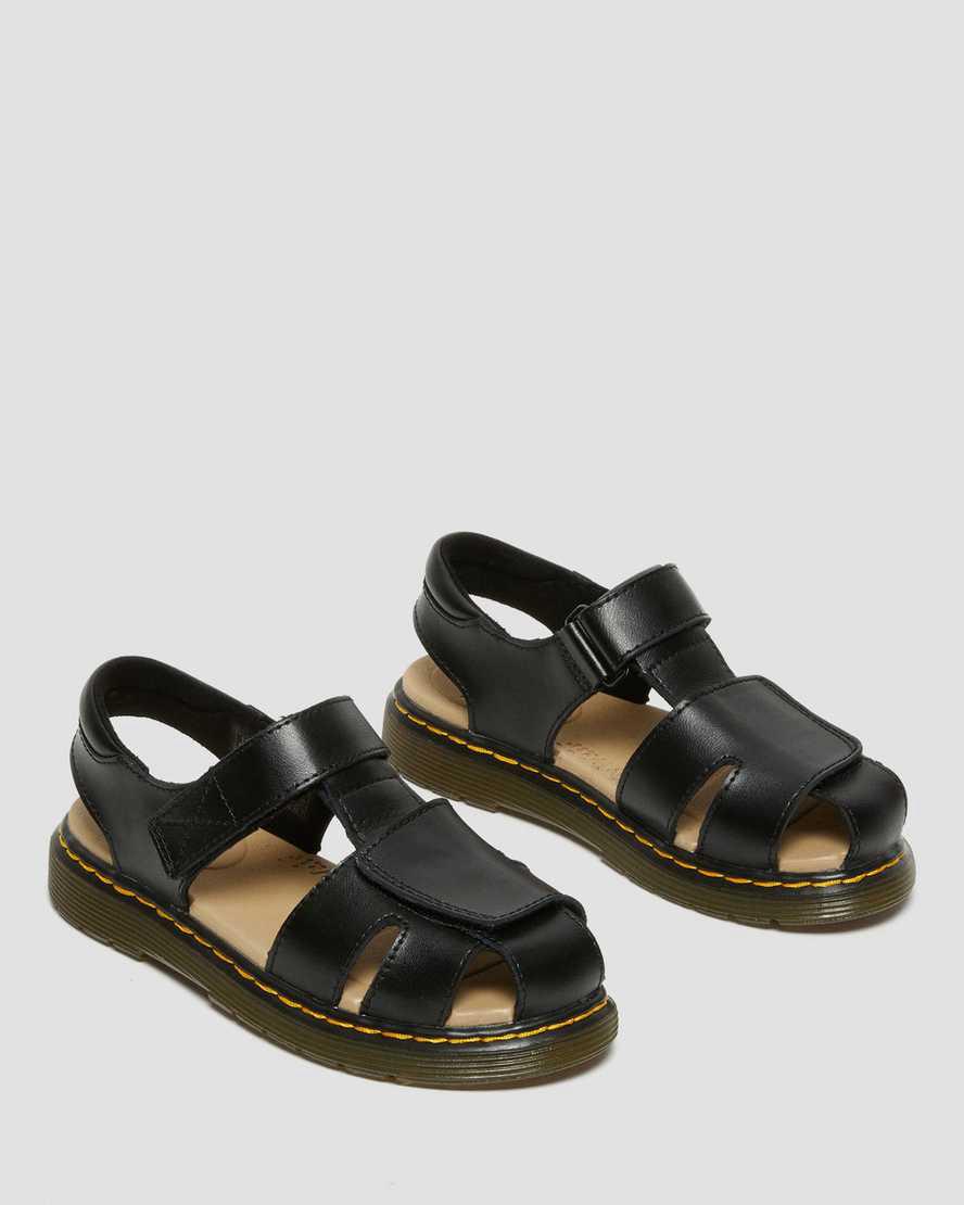 Dr Martens Junior Moby II Leather Velcro Sandalen Kinder Schwarz | 982174-WNR
