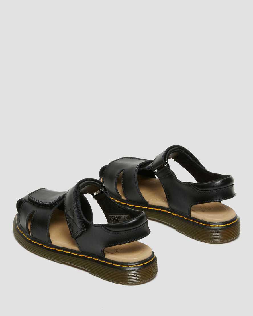 Dr Martens Junior Moby II Leather Velcro Sandalen Kinder Schwarz | 982174-WNR