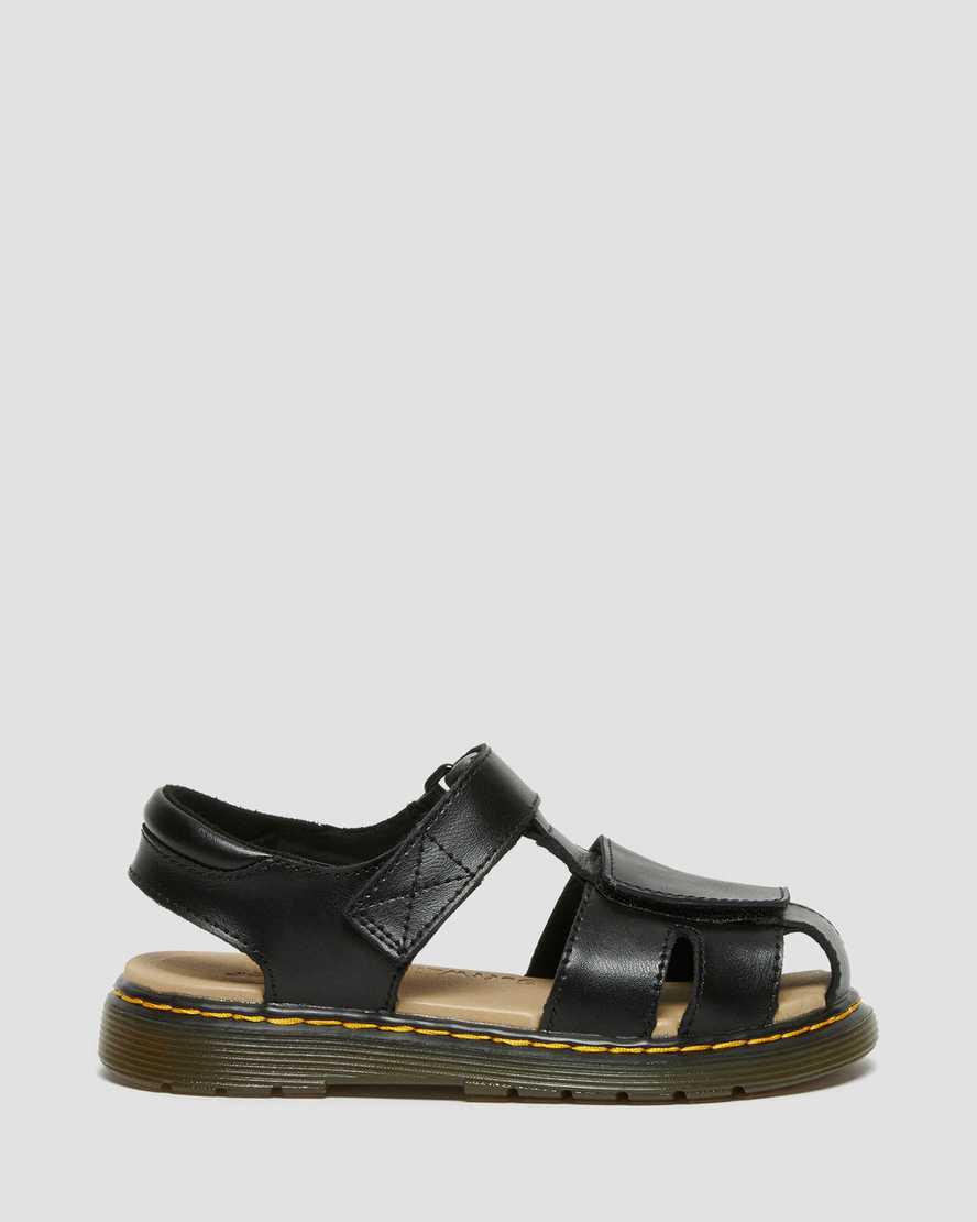 Dr Martens Junior Moby II Leather Velcro Sandalen Kinder Schwarz | 982174-WNR